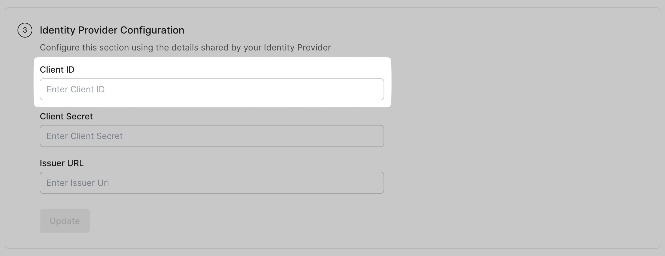 Enter copied Client ID in the SSO Configuration Portal