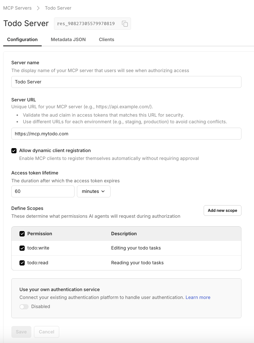 MCP server registration